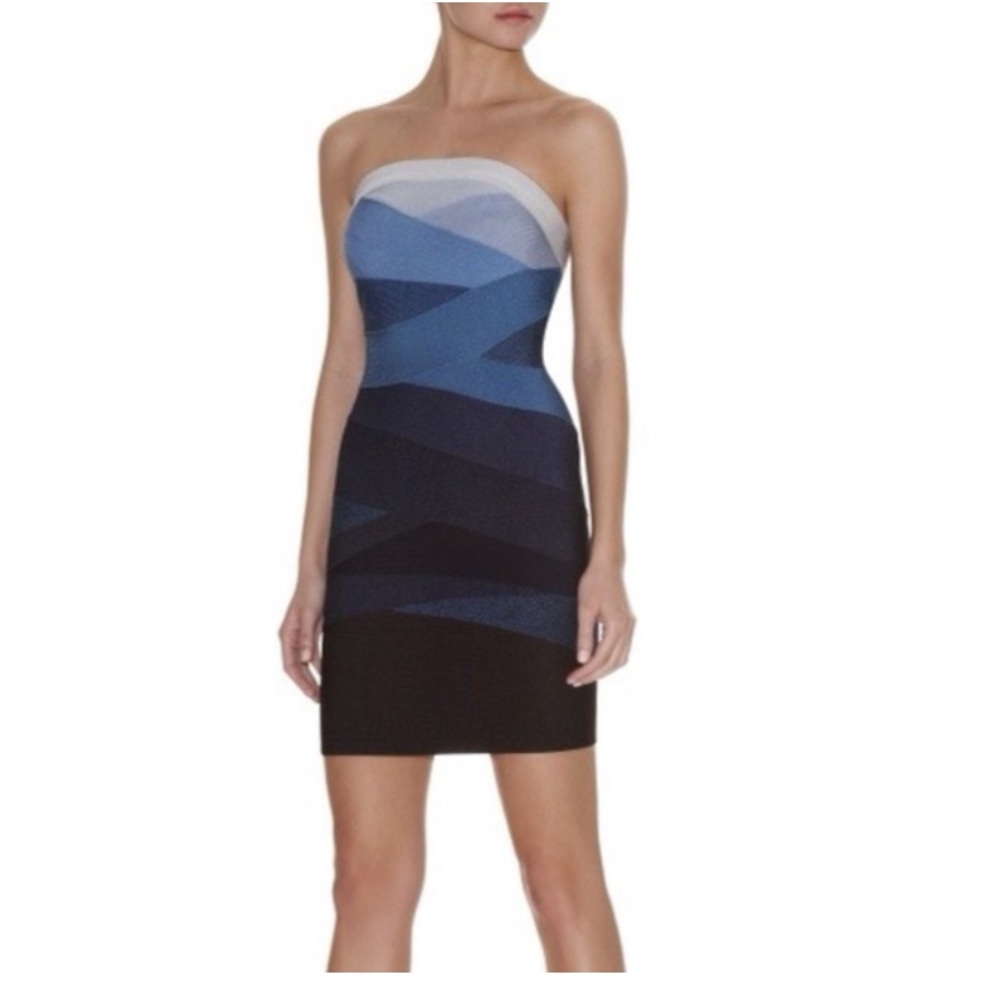 Herve leger blue ombré dress size xs